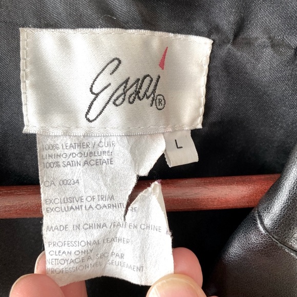 Black Genuine Leather Jacket Size L Made in Italy - Picture 3 of 3